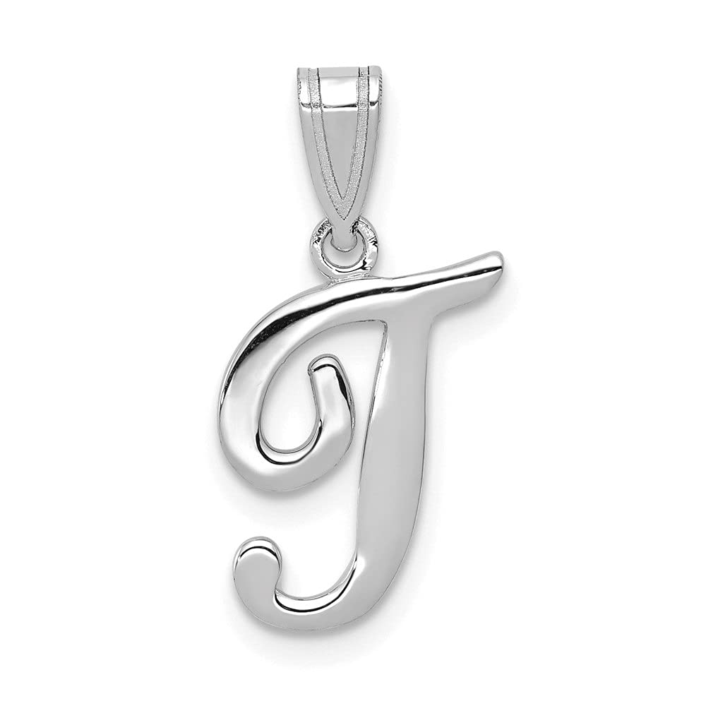 14K White Gold Script Letter Alphabet Initial Pendant Necklace for Women - Elegant Personalized Jewelry Gift for Birthday, Anniversary & Everyday Wear