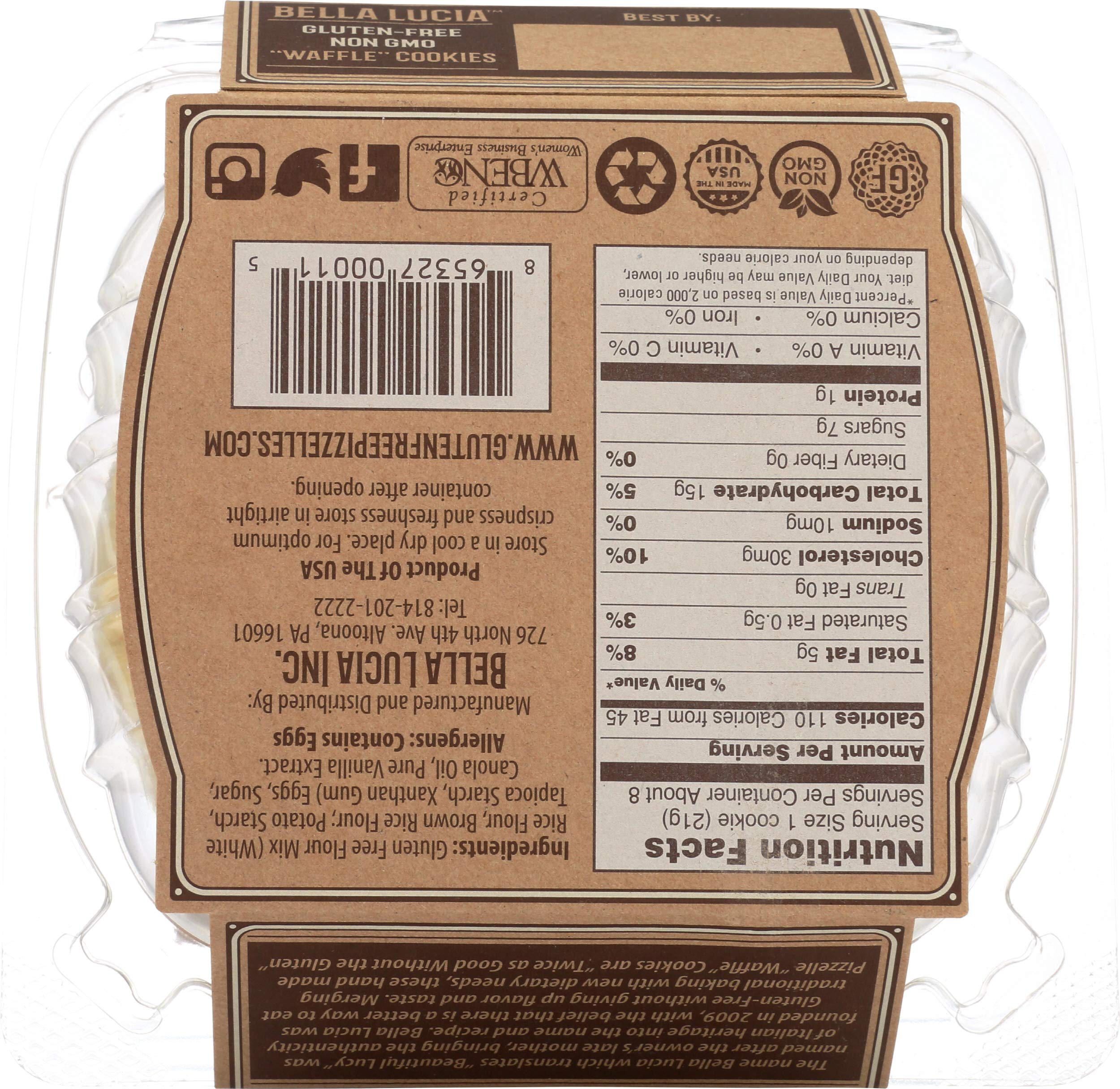 Bella Lucia Gluten Free Pizzelles Italian Vanilla Cookies - 6 Ounce (Pack of 1) - Perfect for Tea Time, Dessert Parties & Holiday Gifting