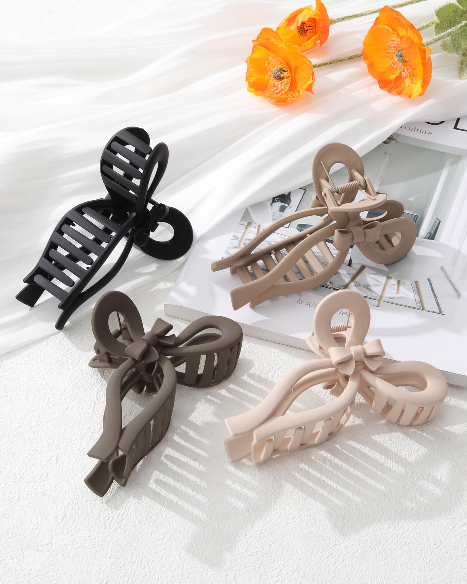 4 PCS Large Bow Hair Clips for Women - 5