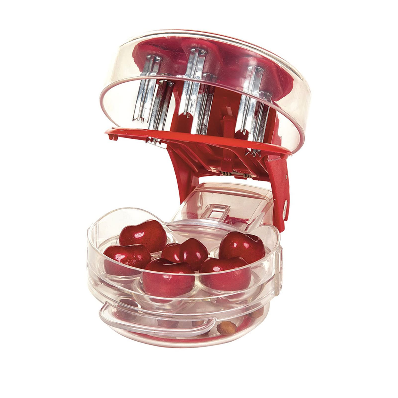 Ewixni Cherry Pitter - Stainless Steel Cherry Corer & Remover Tool for Fresh Fruit Prep - Perfect for Baking, Canning & Fruit Salads (Red)