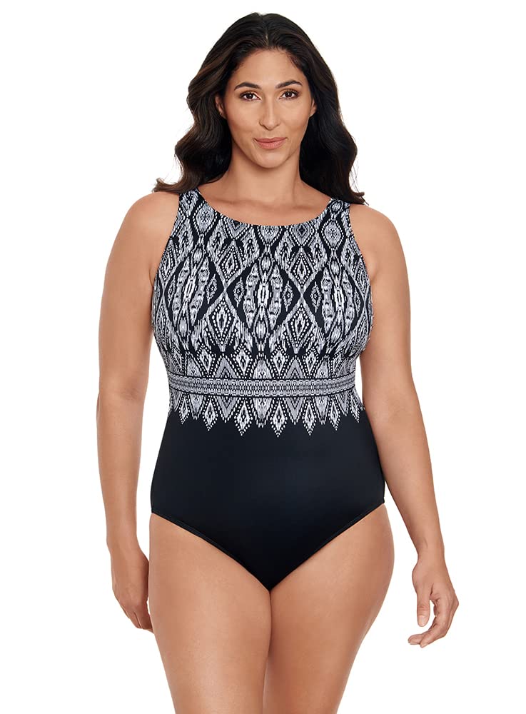 Longitude Women's One Piece Swimsuit - High Neck Scoop Back Bathing Suit for Swimming, Beach Vacation & Pool Party | Plus Size Swimwear for Women