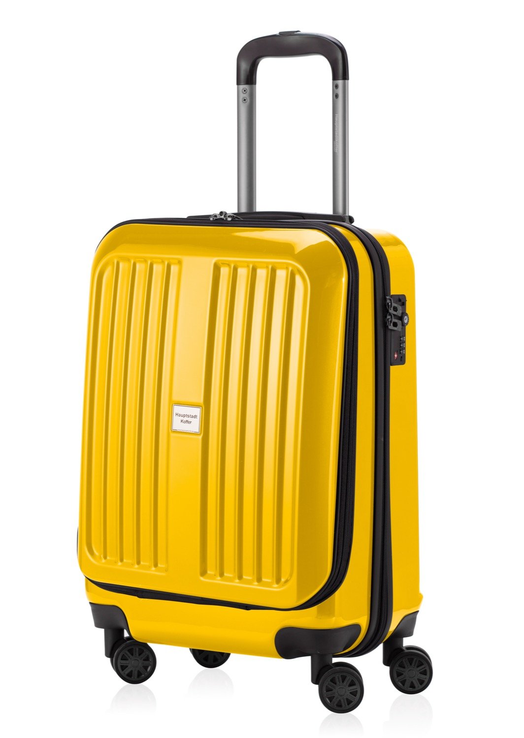 Premium Unisex Carry-On Luggage 55cm - Lightweight Yellow Glossy Suitcase for Travel, Business Trips & Weekend Getaways | Durable Spinner Cabin Bag with Smooth Wheels & TSA Lock