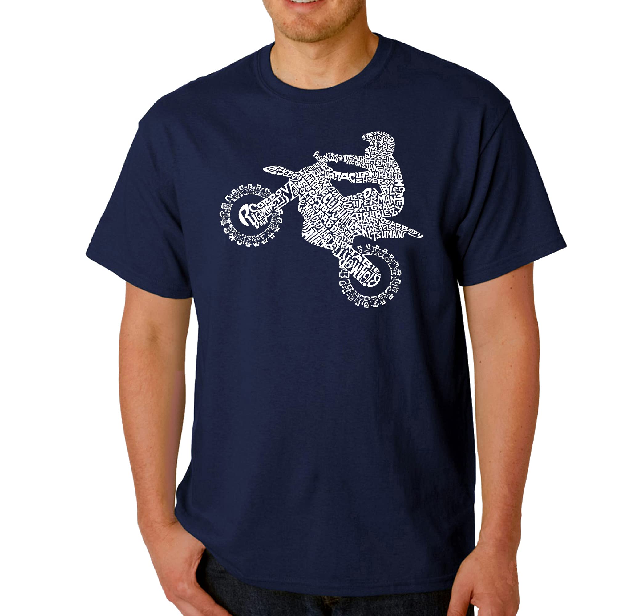 LA POP ART Men's Word Art T-Shirt - Freestyle Motocross FMX Graphic Tee - Cool Biker & Motocross Enthusiast Gift - Perfect for Racing Events & Casual Streetwear