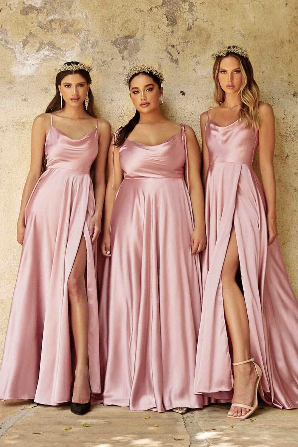 Elegant Women's Satin Prom Dress with Spaghetti Straps - Split Bridesmaid Long Formal Gown for Wedding Guest, Evening Party & Special Occasions | Perfect for Prom Night, Cocktail Events & Black Tie Galas