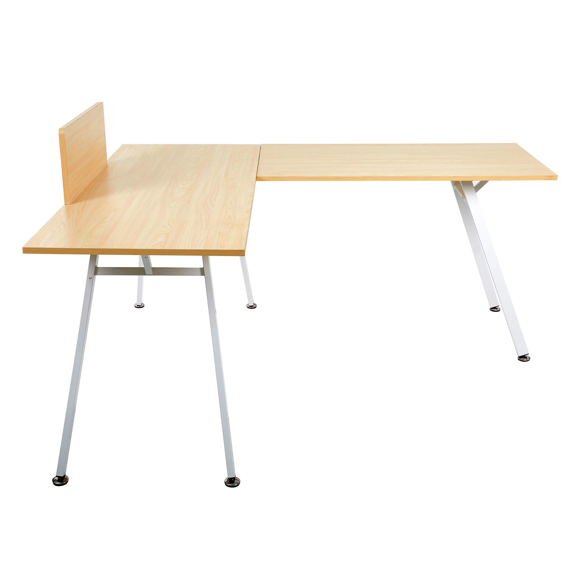 L Shaped Home Office Desk 59”x 67” Corner Computer Desk for Gaming, Writing & Workstation - Easy Assembly, Natural MDF Wood Finish - Perfect for Small Spaces, Home Office & Gaming Setup
