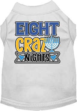 Eight Crazy Nights Screen Print Dog Shirt - Funny Christmas Pet Apparel in Multiple Colors - Perfect for Holiday Parties & Festive Pet Photos