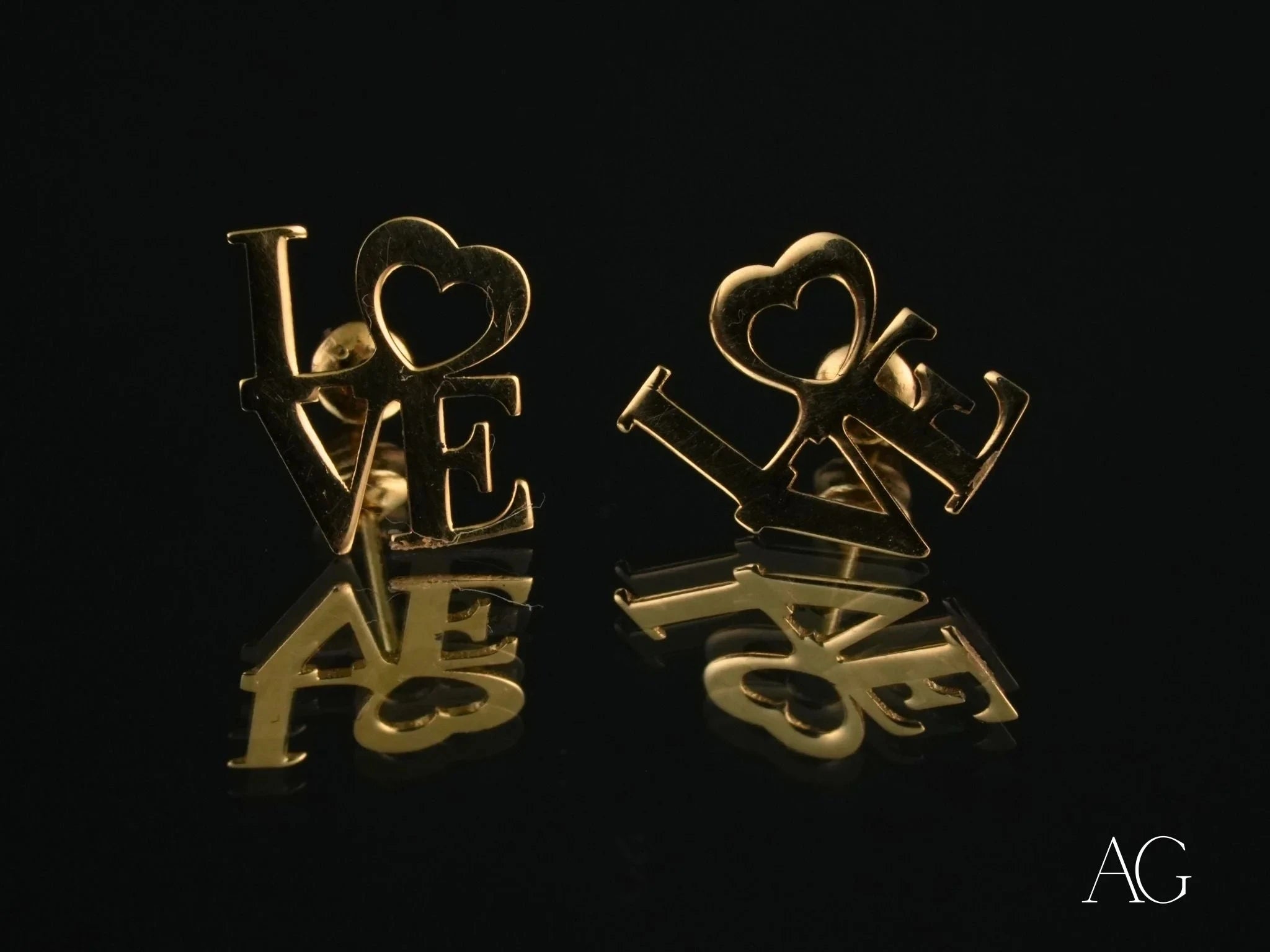 18K Gold LOVE Earrings for Women - Elegant & Luxurious Valentine's Day Gift - Perfect for Weddings, Anniversaries & Romantic Occasions