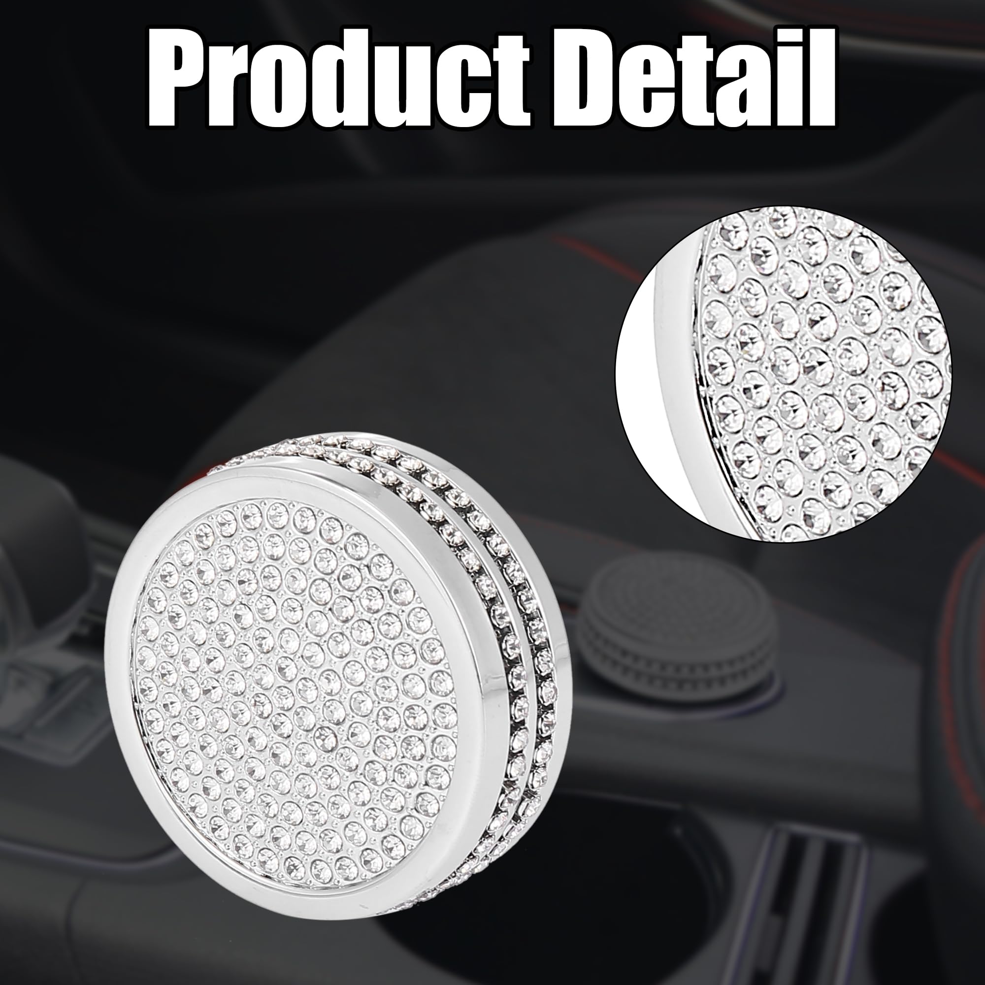 X AUTOHAUX Rhinestone Car Audio Volume Knob Trim - Silver Tone Interior Accessory for Mercedes Benz GLA X156/CLA C117/A-Class W176 | Stylish Dashboard Upgrade for Enhanced Driving Experience