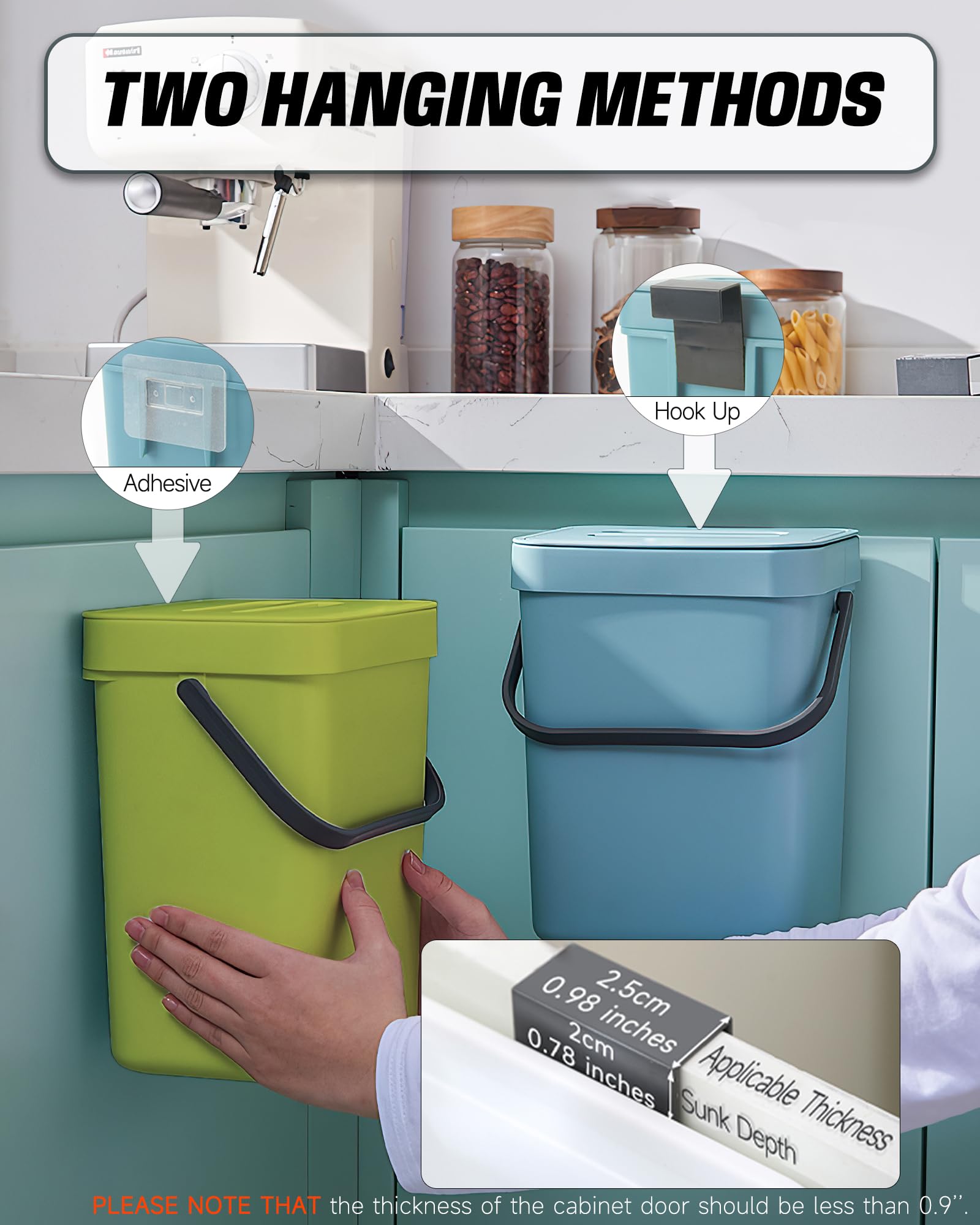 Eco-Friendly 5L/1.3 Gal Kitchen Compost Bin with Lid - Countertop, Under Sink or Wall Mount Indoor Compost Bucket for Organic Waste (Lime Green) | Perfect for Small Spaces, Apartments & Sustainable Living
