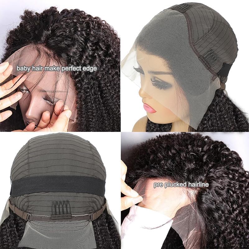 13x4 HD Lace Front Wig 20 Inch Kinky Curly Human Hair Wig - Pre Plucked 180% Density Natural Black Women's Lace Front Wigs for Daily Wear, Parties & Special Occasions