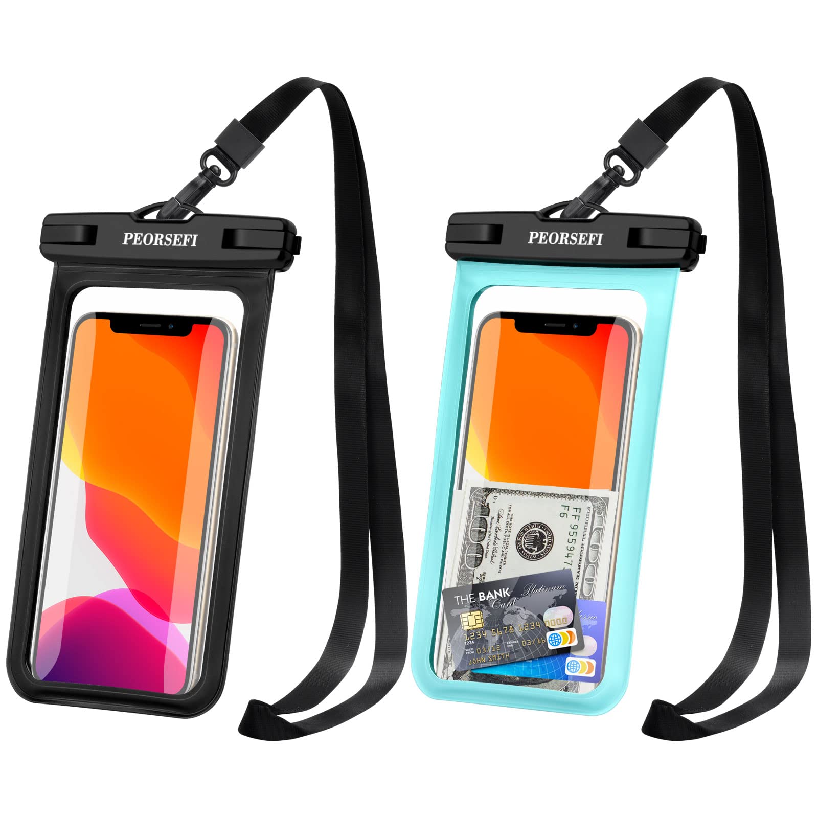 **Universal Waterproof Phone Pouch - IPX8 Waterproof Phone Case for iPhone 16/15/14/13/12 Pro Max/XS Plus & Galaxy S24+/S23 (Up to 7