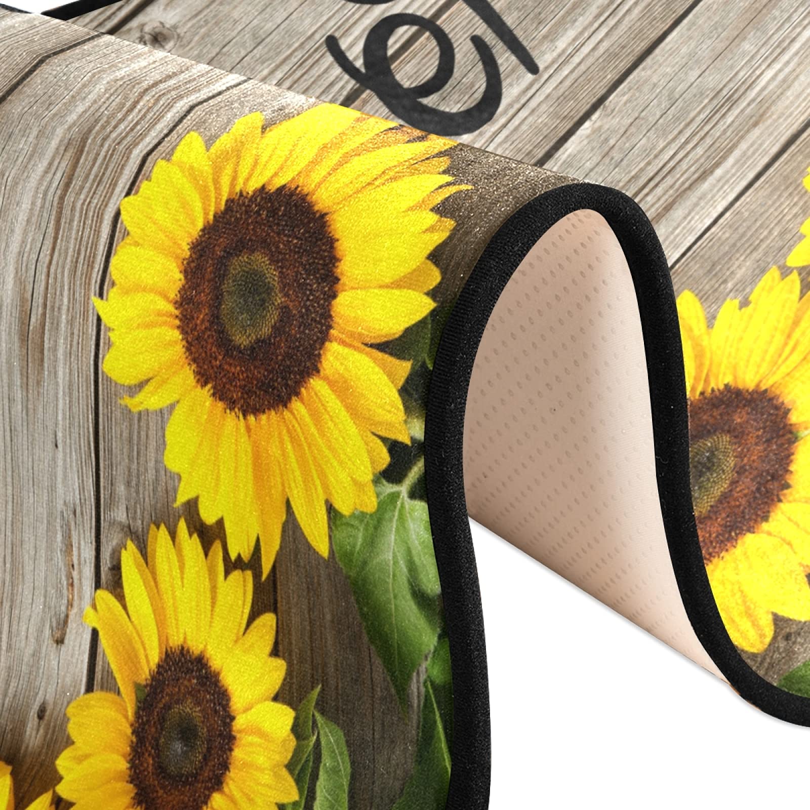 Sunflower Yellow Sweet Home Non-Slip Wooden Runner Rug - 2x6 FT Soft Indoor Area Carpet for Hallway, Kitchen, Bathroom & Bedroom Entry | Perfect for High-Traffic Areas & Cozy Home Decor