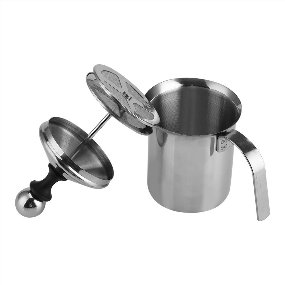800ml Stainless Steel Manual Milk Frother - Hand Pump Milk Foam Maker for Lattes, Cappuccinos & Hot Chocolate - Japanese Double-Layered Design - Perfect for Home Baristas & Coffee Enthusiasts