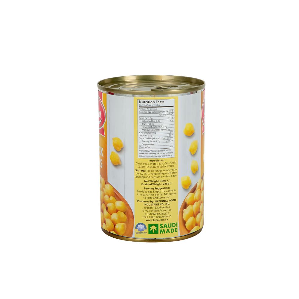 Organic Luna Chickpeas 400G - Non-GMO, Gluten-Free, High Protein Canned Beans for Salads, Hummus & Healthy Cooking