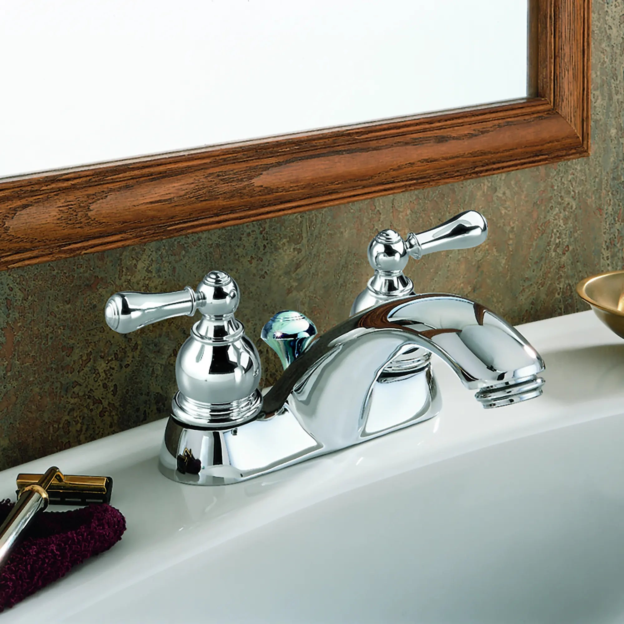 Hampton 4-Inch Centerset 2-Handle Bathroom Faucet 1.2 GPM with Metal Lever Handles - Perfect for Modern Bathroom Sink Installation and Water Conservation