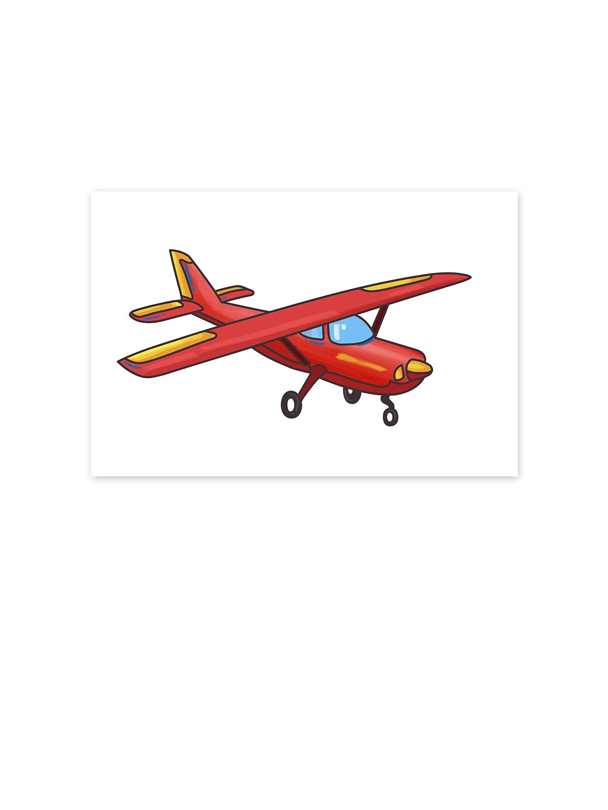 Red Airplane Kids Room Wall Art Poster - 11x17 Inch Vintage Aviation Decor for Boys Bedroom, Nursery & Playroom - Perfect for Home, Office & Classroom Decorations