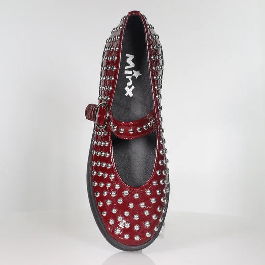 Minx Stanley Stud Dark Cherry Patent Leather Women's Casual Shoes - Perfect for Everyday Wear, Office & Outings