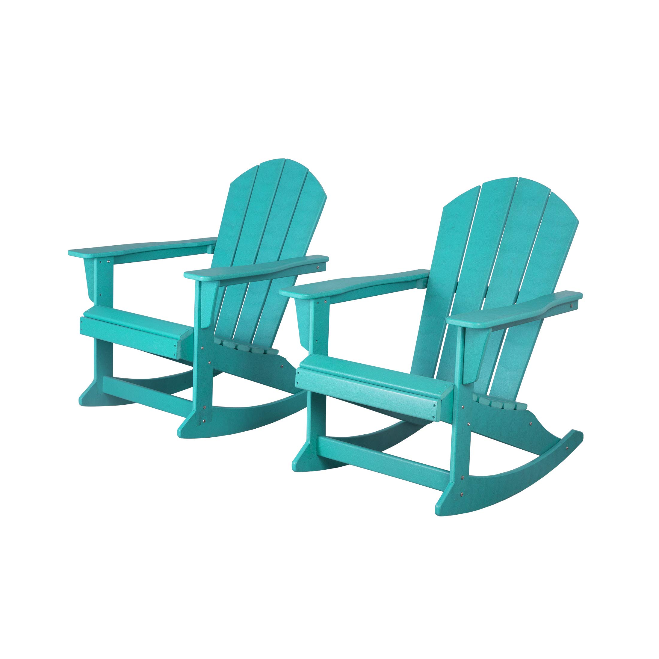 WestinTrends Malibu 2-Piece Outdoor Patio Set - Poly Adirondack Rocking Chairs (2 Seater) in Turquoise - Perfect for Backyard, Garden, and Poolside Relaxation