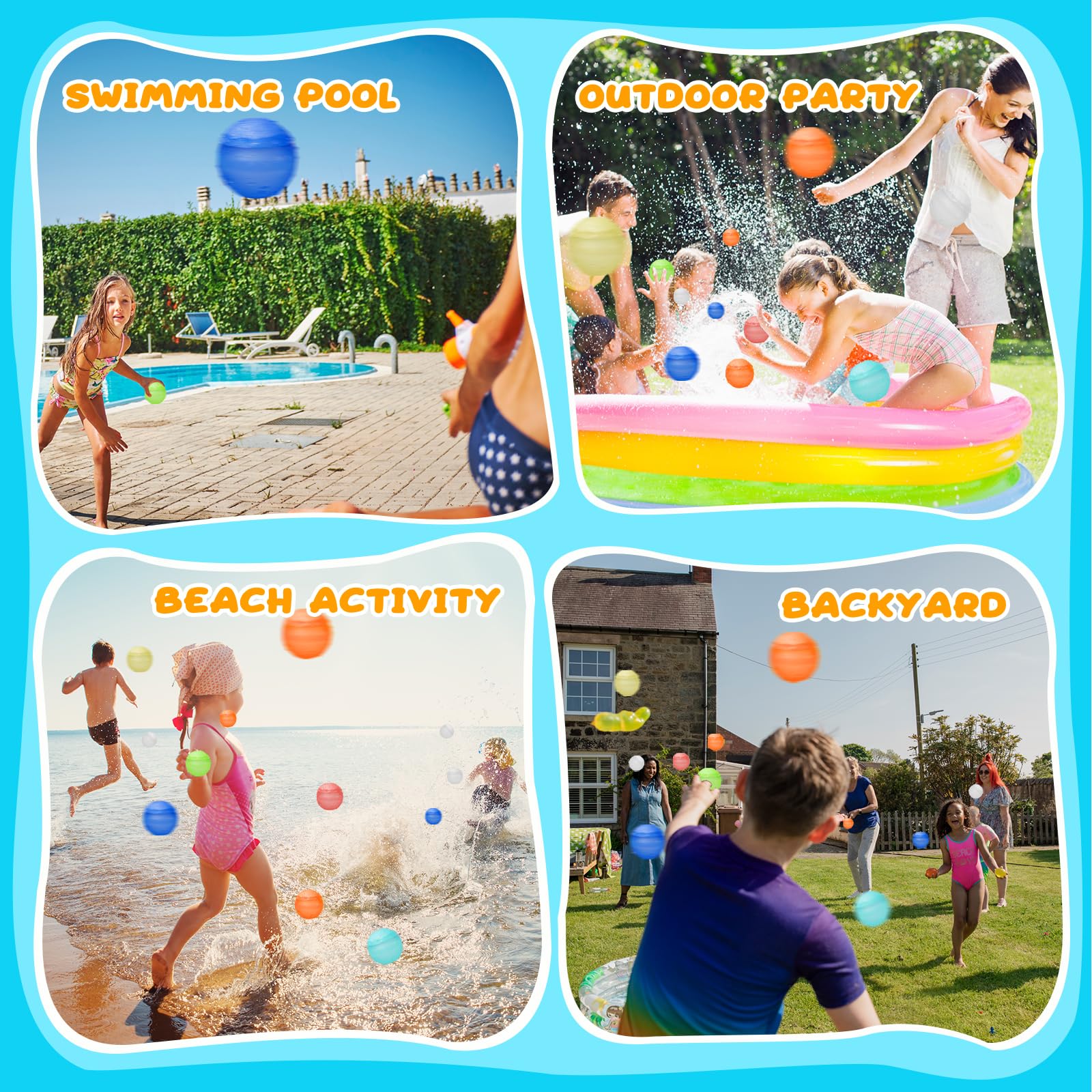 28 Pack Reusable Quick Fill Water Balloons - No Magnetic Silicone Summer Water Toys for Kids, Outdoor Pool & Beach Games with Mesh Storage Bag - Perfect for Backyard Parties, Water Fights and Summer Fun Activities