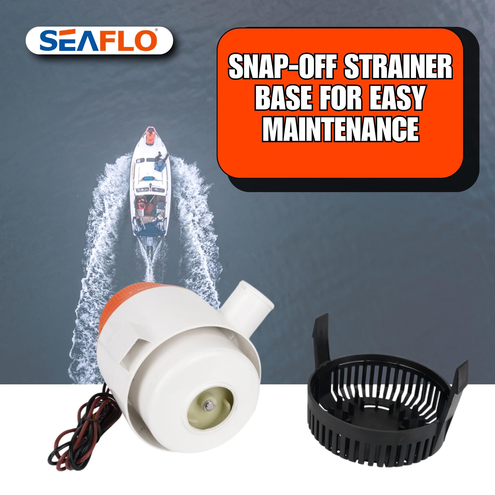 SEAFLO 3700 GPH Electric Marine Bilge Pump - High Capacity Water Removal for Boats, Yachts & Fishing Vessels - Ideal for Flood Prevention & Emergency Water Drainage