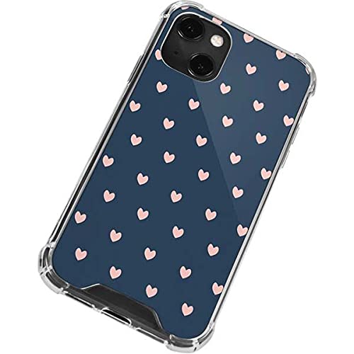 Skinit Clear Phone Case Compatible with iPhone 13 Mini - Blue and Pink Hearts Design | Protective Slim Cover for Women & Girls | Perfect for Everyday Use, Travel & Gifts