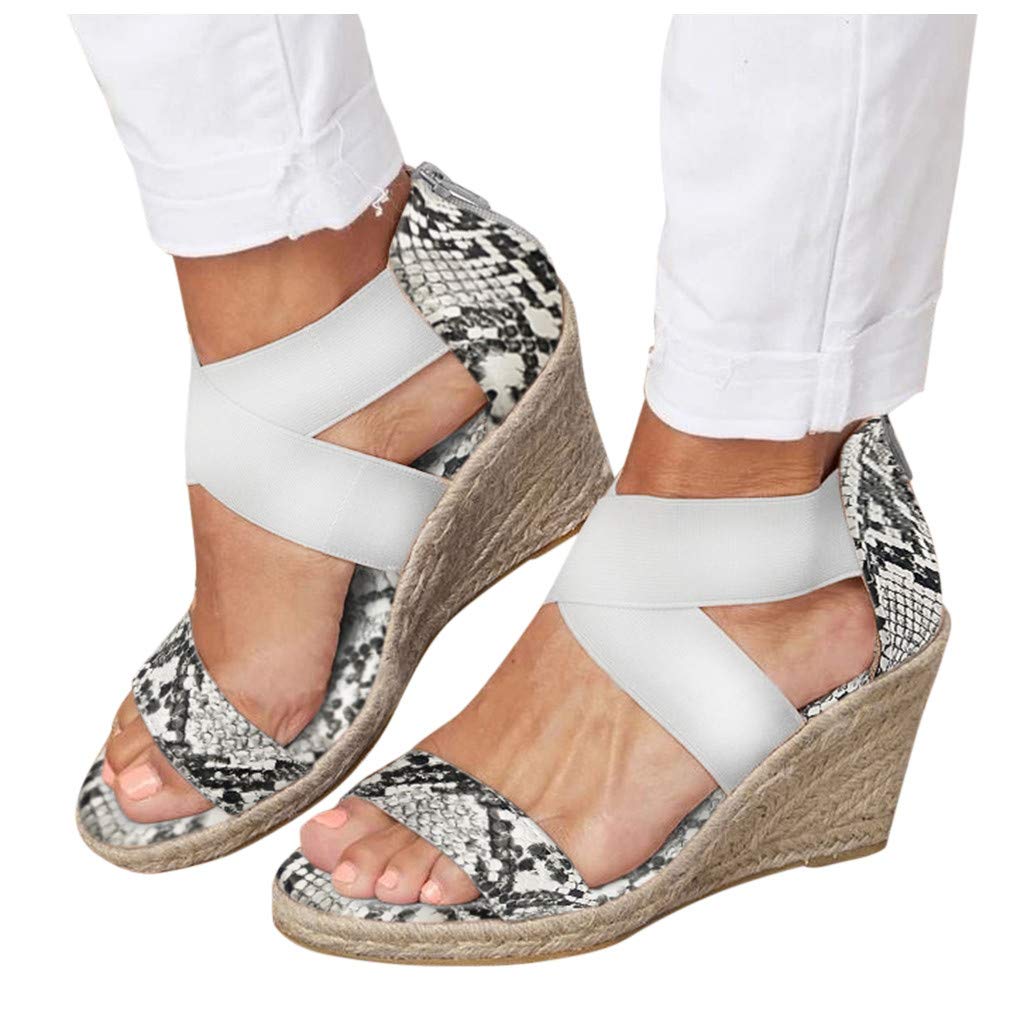 Women's Wedge Sandals with Espadrille Platform - Open Toe Criss Cross Casual Summer Shoes for Beach, Vacation & Everyday Wear