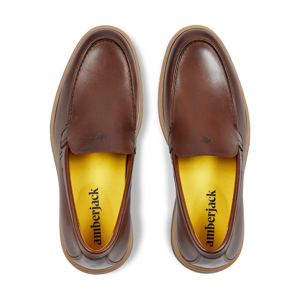 Premium Genuine Leather Loafers for Men - Chestnut Brown Slip-On Shoes - Comfortable & Stylish for Casual Wear, Office & Travel