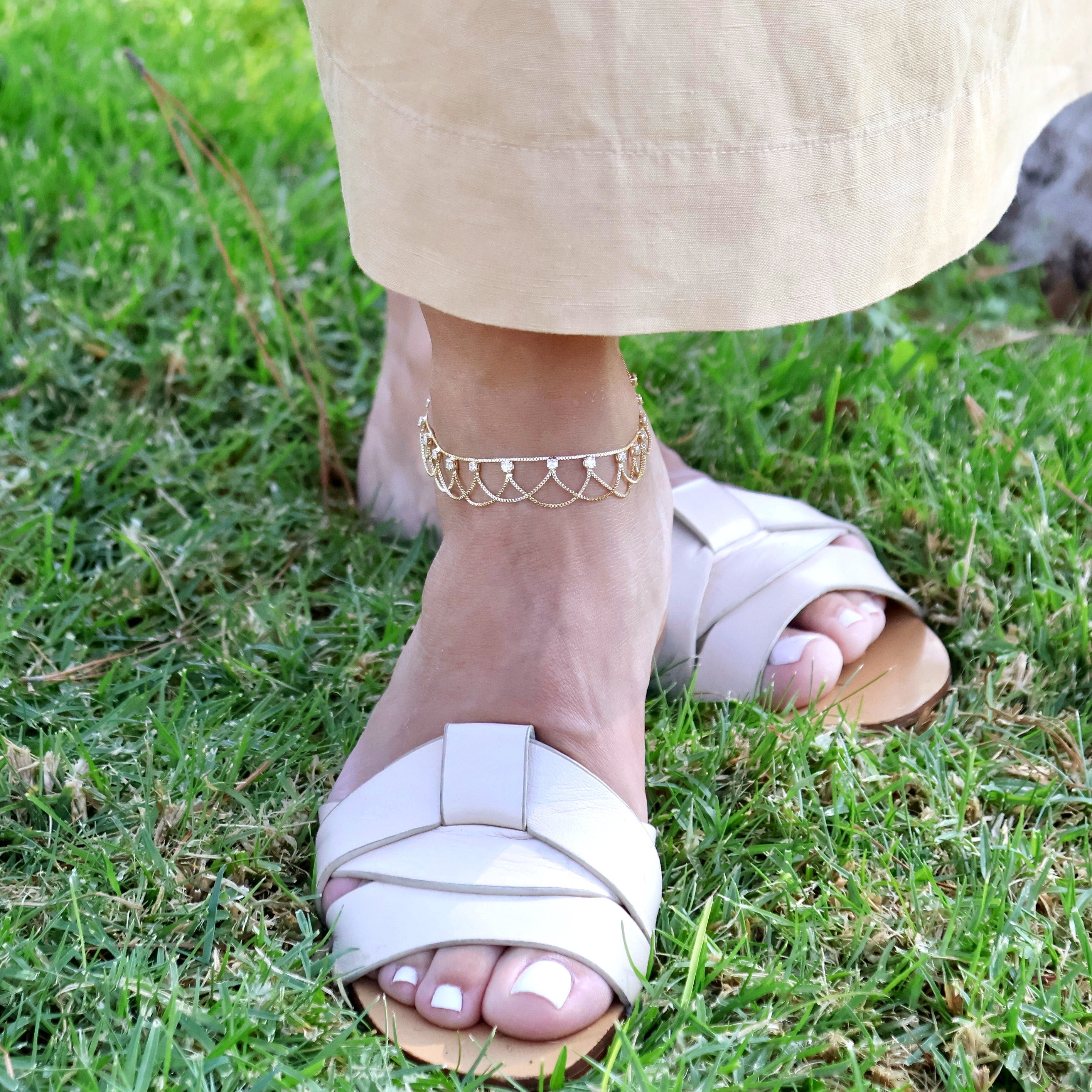 18K Gold Filled Bali Anklet - Adjustable Ankle Bracelet for Women, Handmade Boho Beach Jewelry | Perfect for Summer, Vacations & Festivals