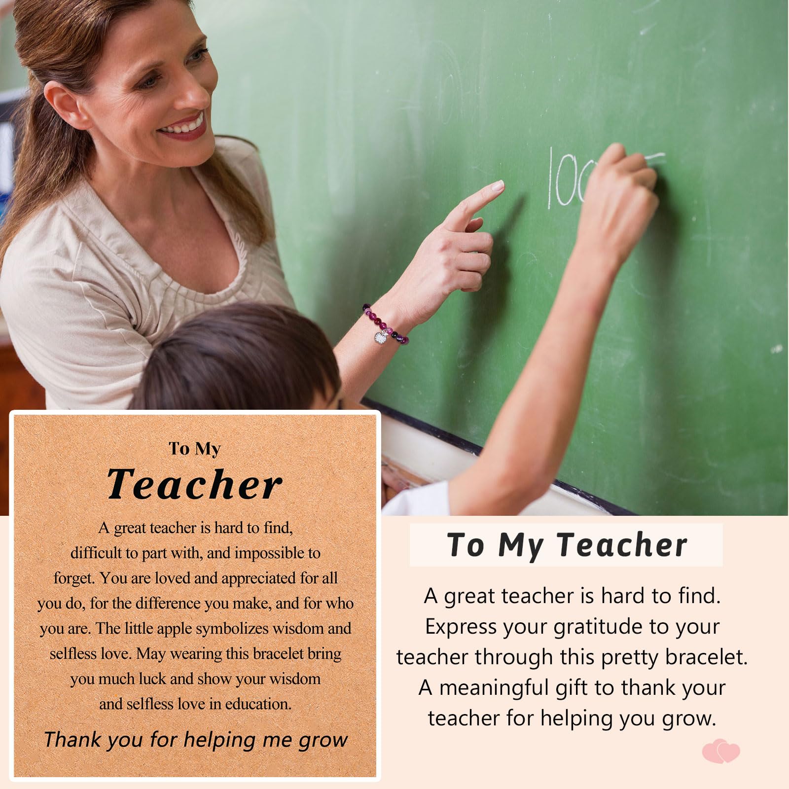 UPROMI Stretch Bracelet for Women - Teacher Appreciation Gift, Birthday, Retirement, Thank You Present - Perfect for Teachers Day, Classroom, School Events