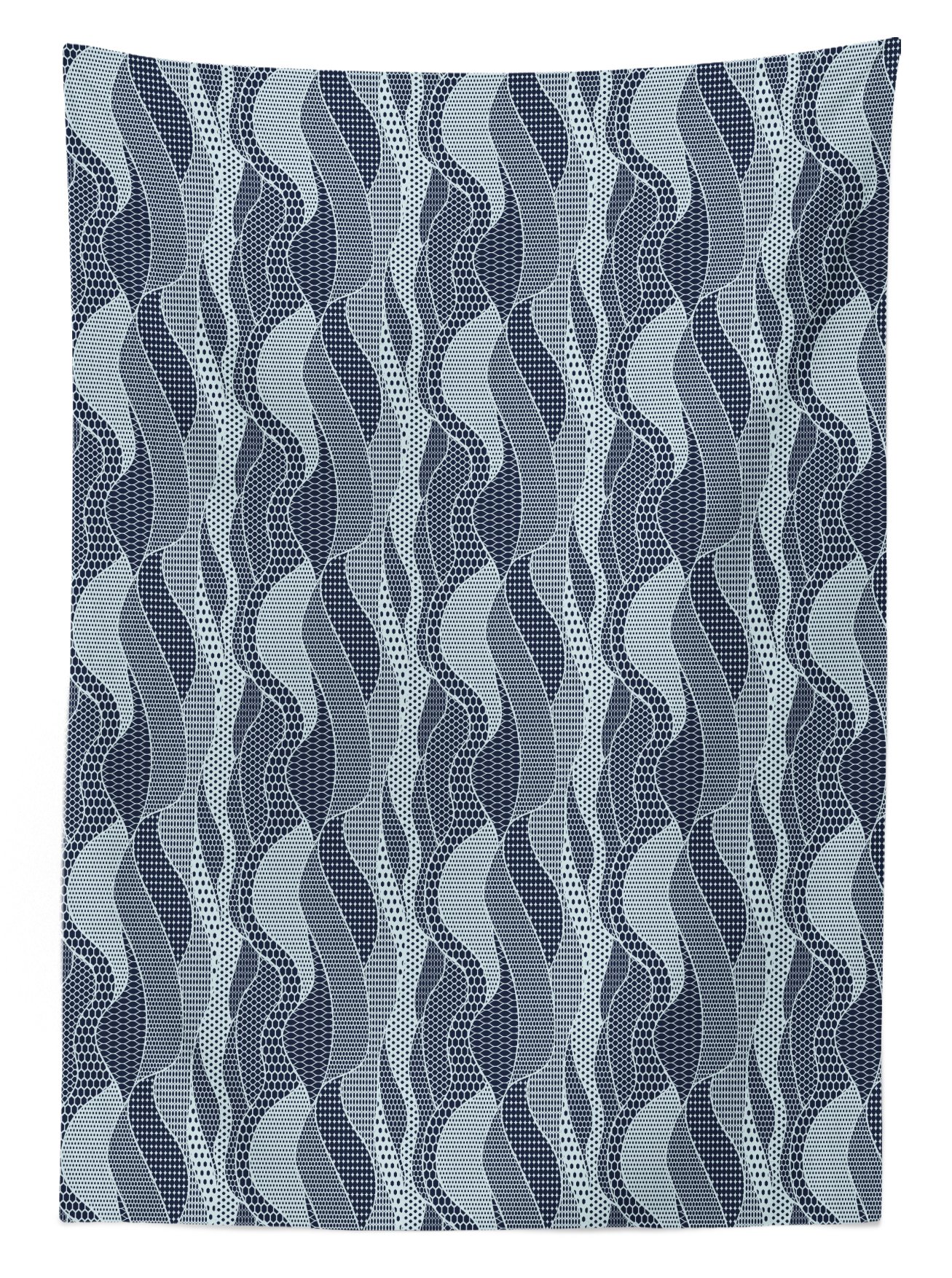 Ambesonne Abstract Outdoor Tablecloth - Wavy Pattern with Circles, Curves, Dots & Hexagons - Washable Picnic Table Cover 58x120 Inches - Pale Blue & Dark Blue - Perfect for Outdoor Dining, BBQs, Picnics & Garden Parties