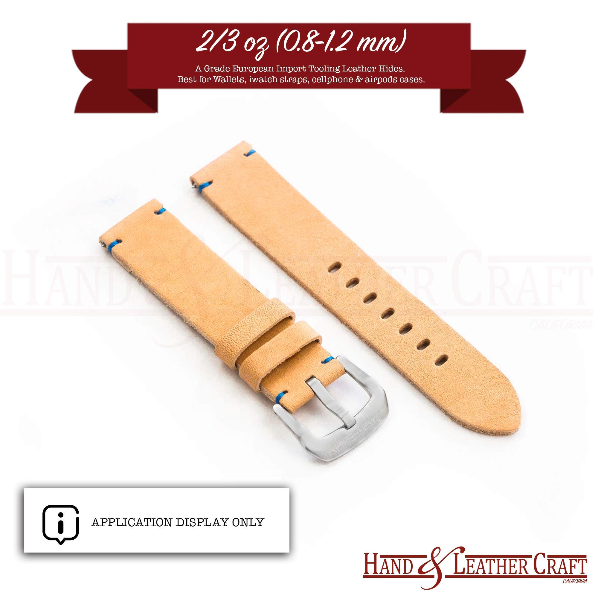 Premium 2/3oz (0.8-1.2mm) A-Grade Vegetable Tanned Leather Hide - Full Grain Thin Leather for Wallets, Belts & DIY Crafting - Perfect for Leatherworking, Bookbinding & Handmade Accessories