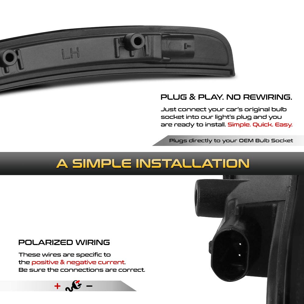VIPMOTOZ Smoked LED Strip Side Marker Lights - Front & Rear Compatible with Dodge Charger 2015-2023 - Tinted Lens Pure White LED Fender Parking Lamps Replacement for Driver & Passenger Side - Enhance Night Visibility & Style