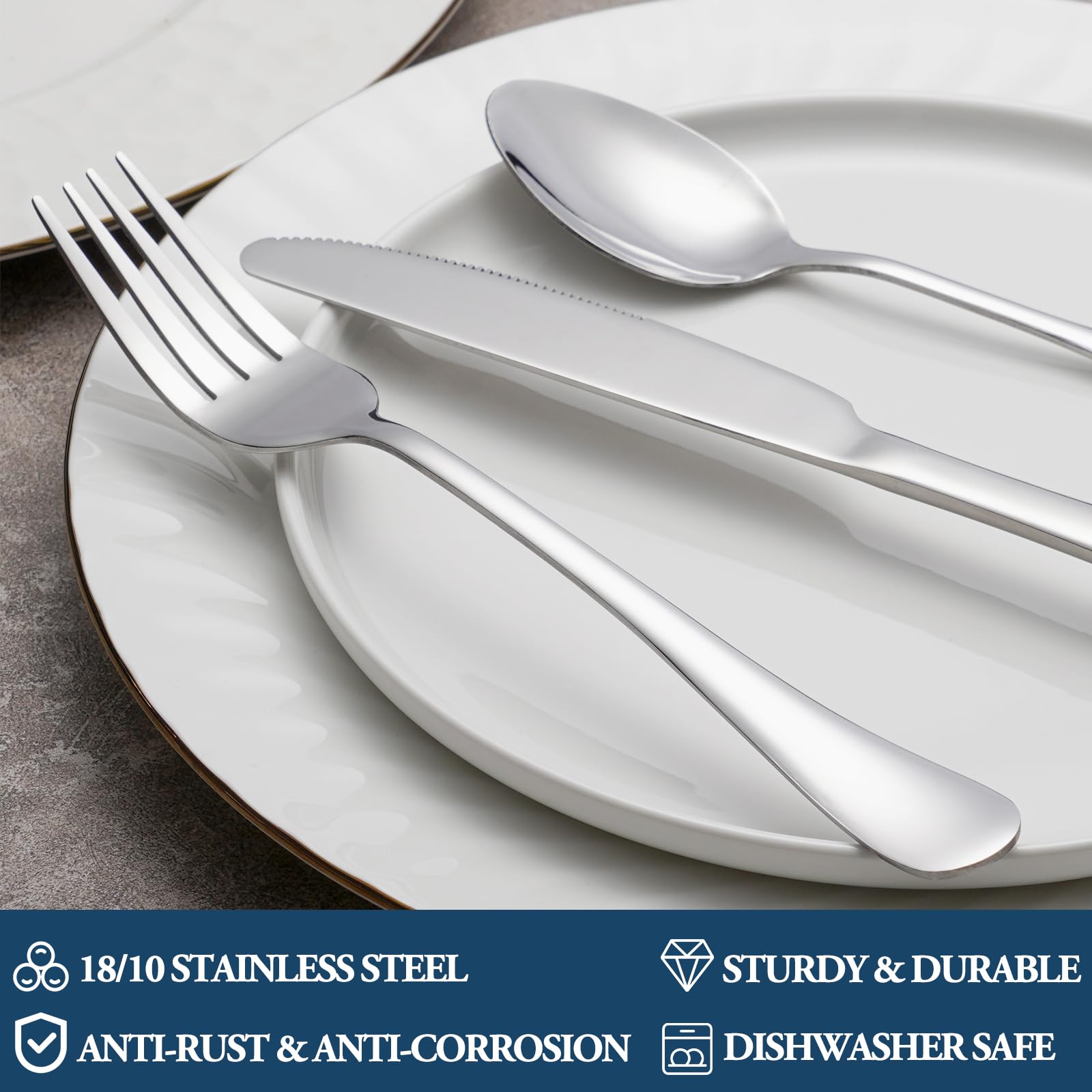8-Piece Stainless Steel Dinner Forks Set - Food Grade 18/10 Silverware for Home, Kitchen & Restaurant - Mirror Polished, Dishwasher Safe (8 Inch) - Perfect for Everyday Dining, Dinner Parties & Catering Events