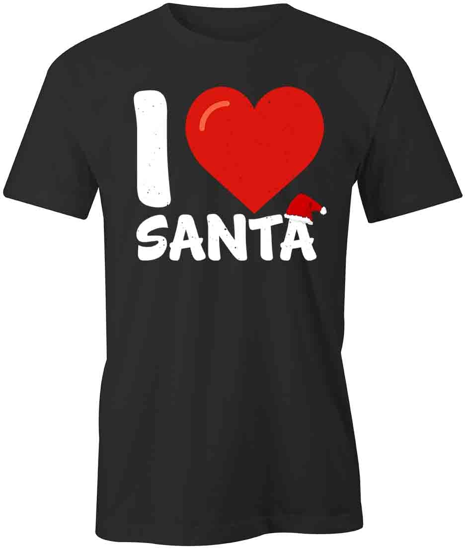 I Love Santa Graphic T-Shirt - Funny Christmas Printed Tee for Men & Women | Holiday Party, Gift Exchange, Family Gathering Outfit