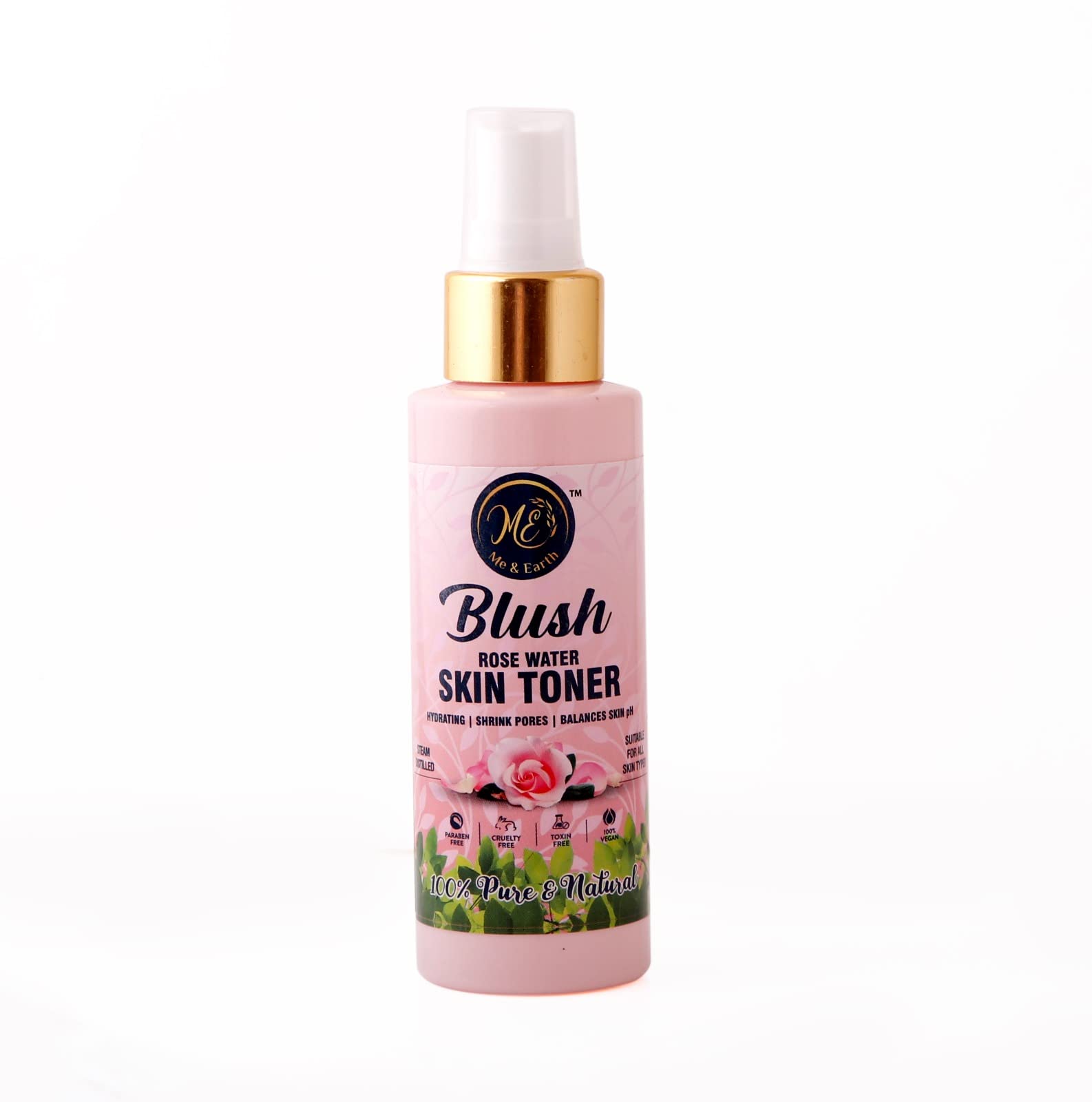 Me And Earth Rose Water Toner Spray for Oily Skin & Open Pores | 100ml Hydrating Facial Mist with Gulab Jal for Skin Tightening & Glow - Perfect for Daily Skincare Routine & On-the-Go Refreshment