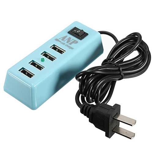 ANP 2.1A 4-Port USB Wall Charger with Power Adapter - Fast Charging for iPhone, Samsung, iPad - Perfect for Home, Office & Travel Use