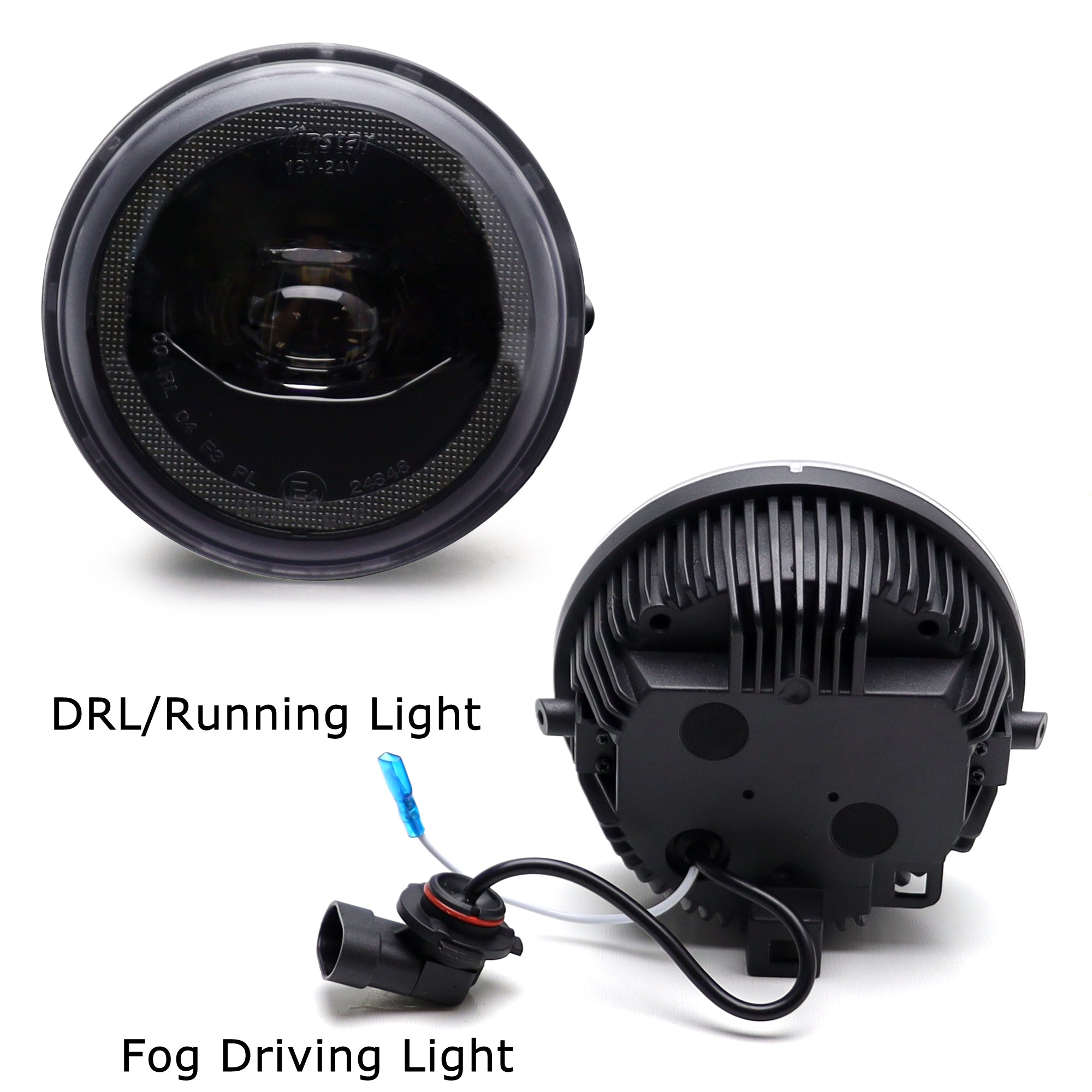2-in-1 Blackout White 24W High Power LED Fog Lights with Halo DRL for Toyota Trucks - Durable Off-Road Lighting for Night Driving & Foggy Conditions