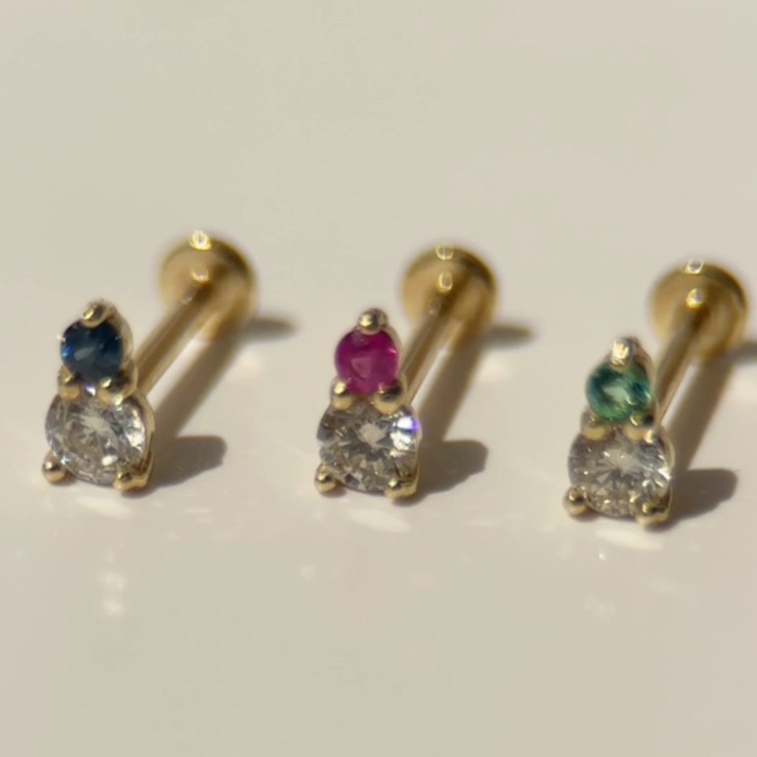 14K Yellow Gold Diamond and Ruby Flat Back Stud Earrings for Women - Perfect for Weddings, Parties & Everyday Elegance