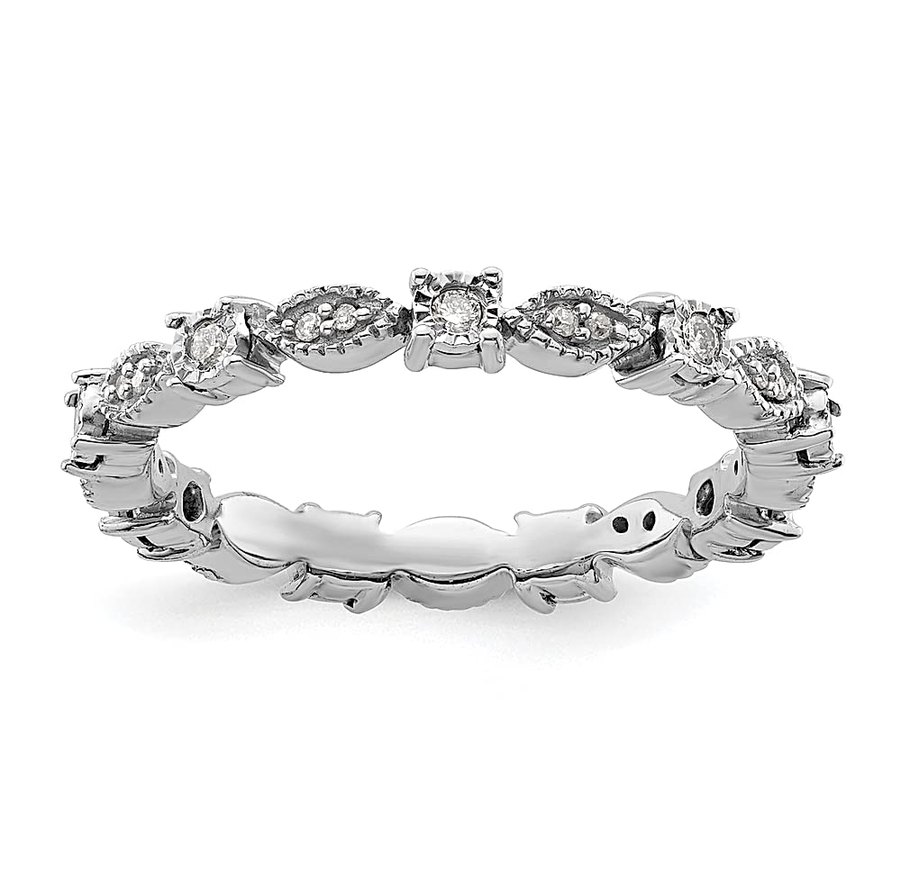 925 Sterling Silver Diamond Band Ring for Women - Stackable Wedding Ring, Elegant Fine Jewelry Gift for Her - Perfect for Anniversaries, Engagements & Special Occasions