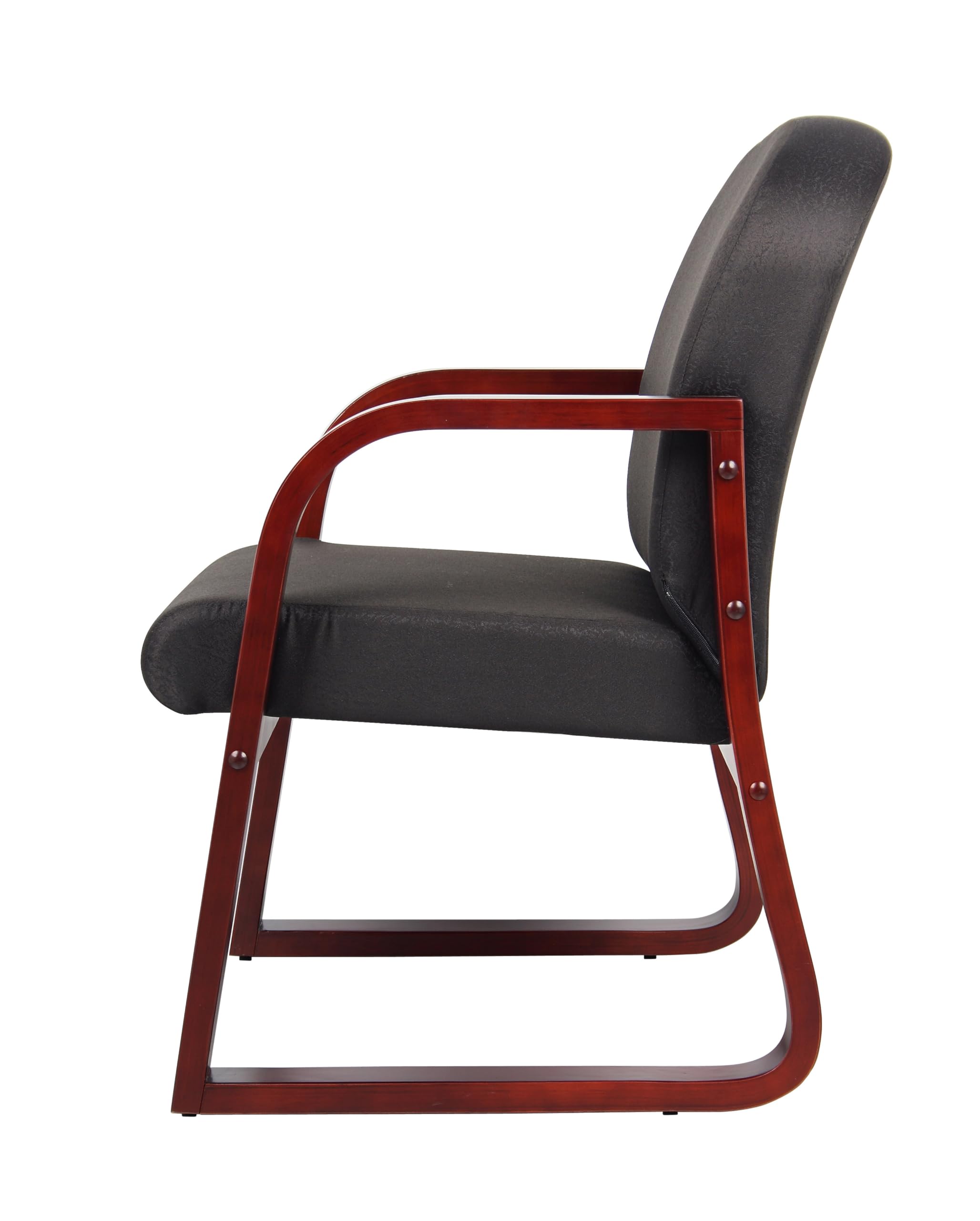 Boss Office Products Mahogany Frame Fabric Side Chair in Black - Ergonomic Office Chair for Home & Workspace, Comfortable Seating for Desk, Conference Room, or Waiting Area