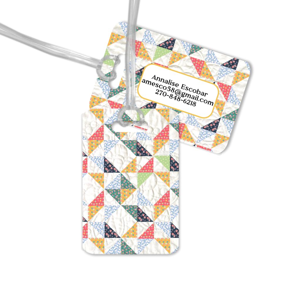 Personalized Faux Quilted Luggage Tag - Custom Name ID Bag Tag for Travelers, Quilters & Craft Lovers - Perfect for Suitcases, Backpacks & Gift Giving