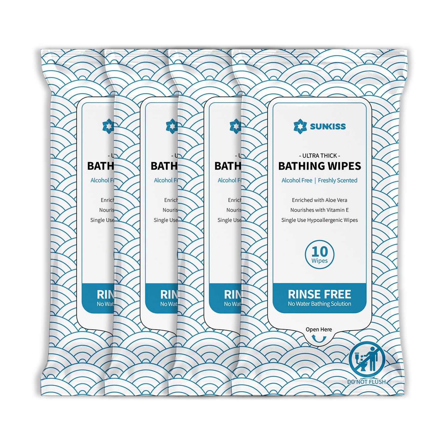 **SUNKISS TrustPlus Extra Thick Aloe Vera Bathing Wipes for Adults - 8