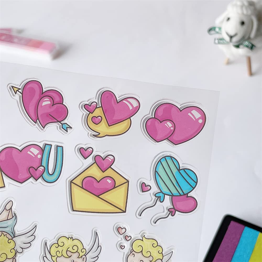Love Cupid Clear Stamps - Valentine's Day Silicone Stamps with Sentiments & Arrow Patterns for DIY Holiday Cards, Scrapbooking, Album Decorations - Perfect for Wedding Invitations, Love Letters & Craft Projects