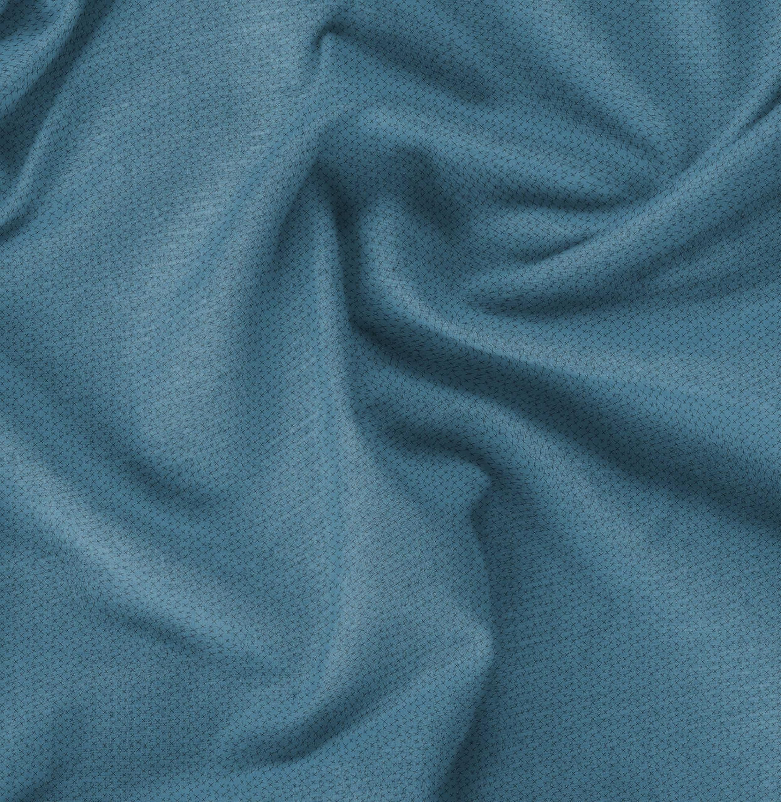Soimoi Moss Georgette Blue Fabric by The Yard - 42 Inch Wide Cross Geometric Printed Textile for Dresses, Curtains & Home Decor | Fashion & Interior Design Material