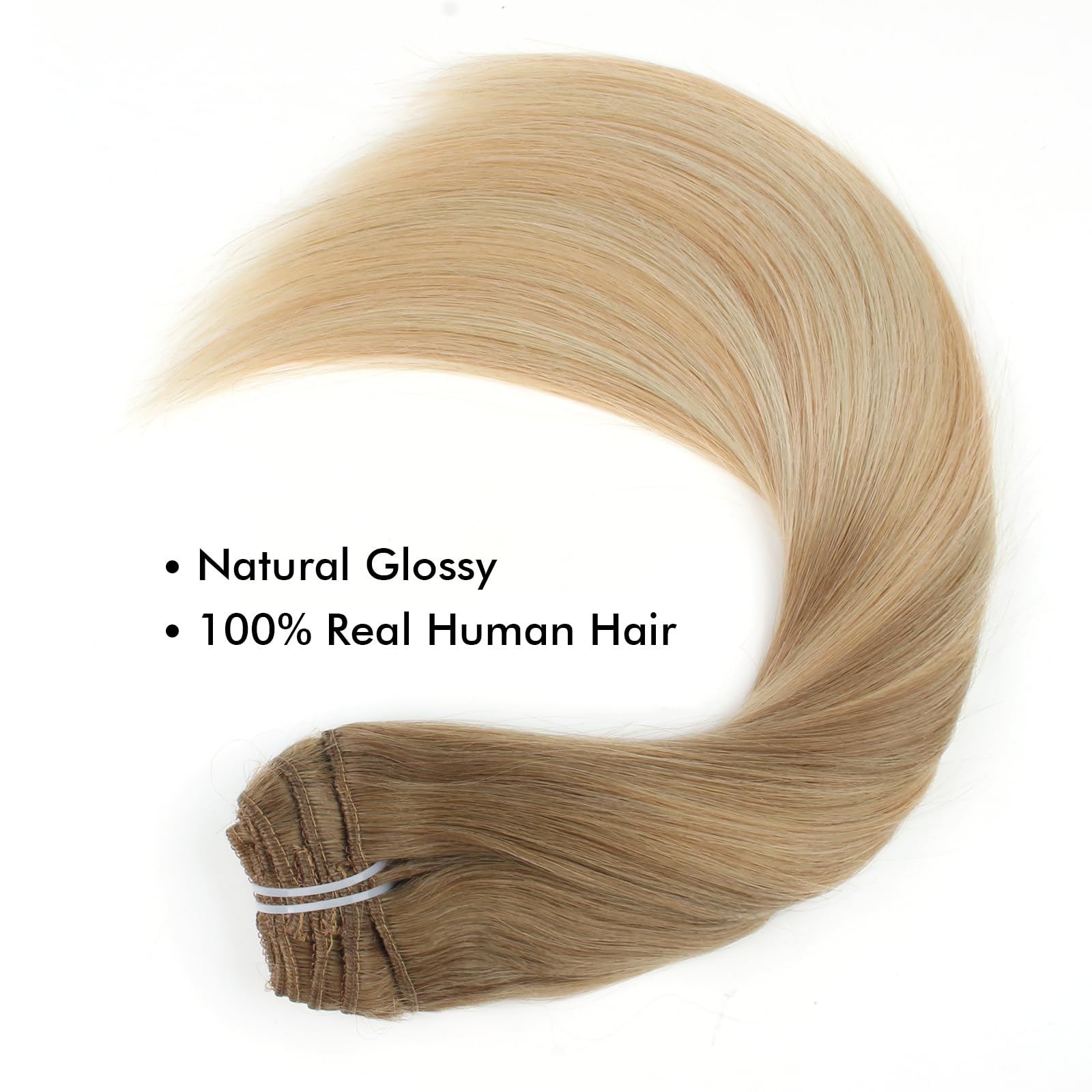 Sixstarhair Remy Human Hair Extensions Clip-In 16inch Balayage Ash Brown to Dirty Blonde & Ash Blonde 140g Full Pack [B8-18-60#] - Perfect for Parties, Weddings & Everyday Styling