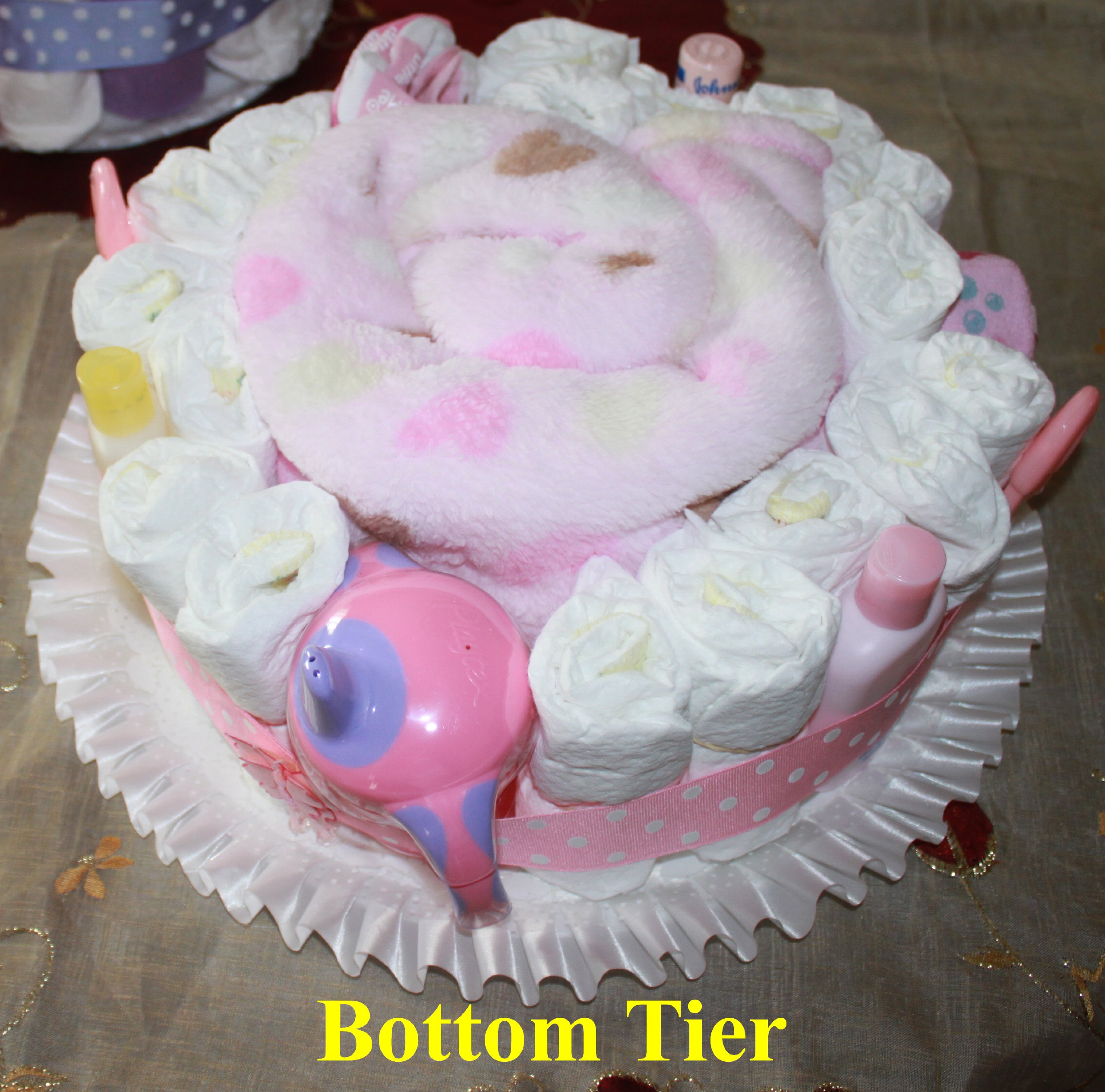 3-Tier Pink Baby Diaper Cake with Essential Newborn Girl Supplies - Perfect for Baby Showers, Gender Reveals & Nursery Decor