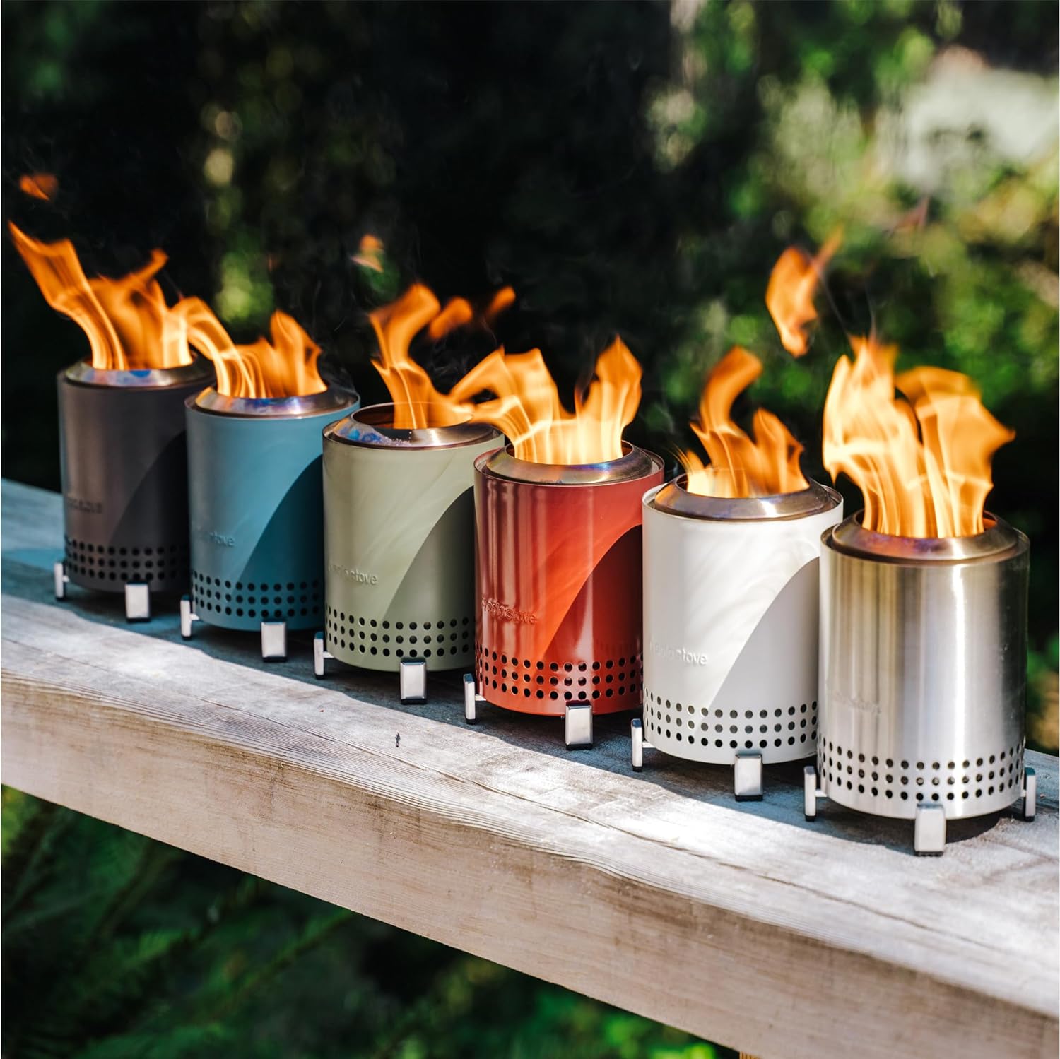 Solo Stove Mesa Firepit - Portable Outdoor Fire Pit for Camping, Backyard & Patio - Blue Stainless Steel (SSMESA FG WATER) - Perfect for Bonfires, S'mores & Outdoor Gatherings
