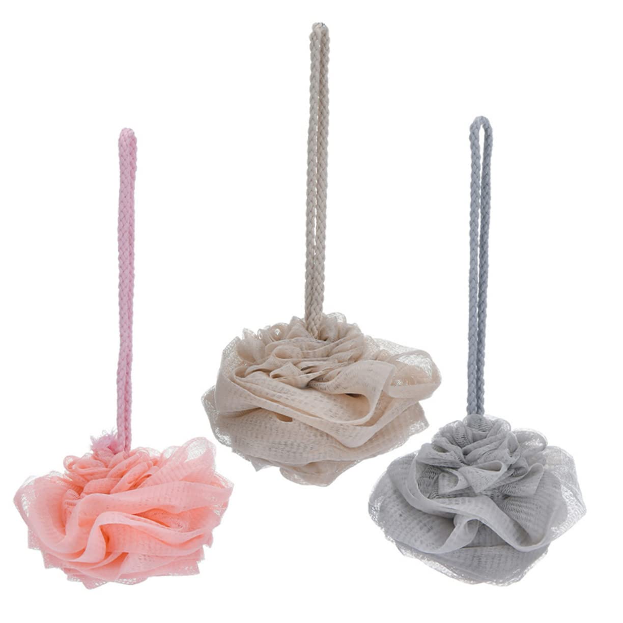 FRCOLOR 3-Pack Exfoliating Bath Sponges - Soft Shower Pouf & Body Scrubber for Women, Gentle Loofah Sponge for Skin Care & Cleansing - Perfect for Shower, Bath & Spa Relaxation at Home