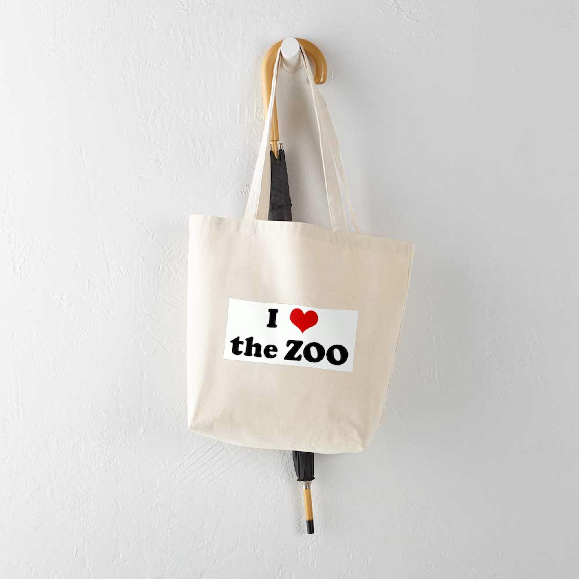 I Love The ZOO Natural Canvas Tote Bag - Eco-Friendly Reusable Shopping Bag for Groceries, Beach & Zoo Trips