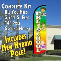Colorful Windless Feather Banner Flag Kit for Preschool - Includes Flag, Pole & Ground Mount | Perfect for Classroom Decor, Playgrounds & Kids' Parties